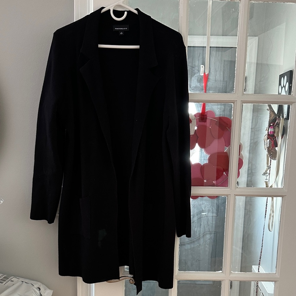 Black fortune + ivy Women's open front sweater cardigan size xl